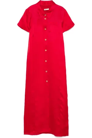 Khaite Kleedjes, Dames, Rood, S, Rode Jurk met Voorknoop Semi-Transparant