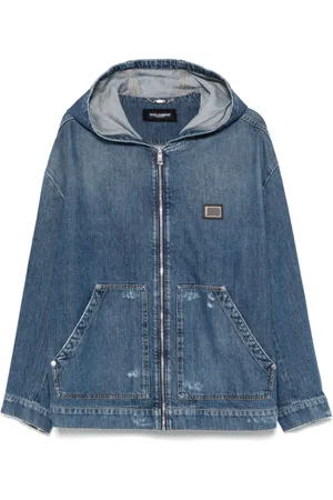 Dolce & Gabbana Jassen, Heren, Blauw, M, Blauwe Capuchon Ritsjas
