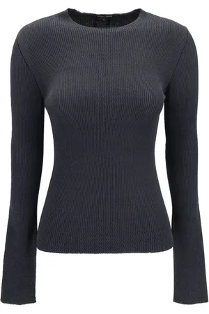 Giorgio Armani Truien, Dames, Zwart, S, Geribbelde trui met moderne pasvorm