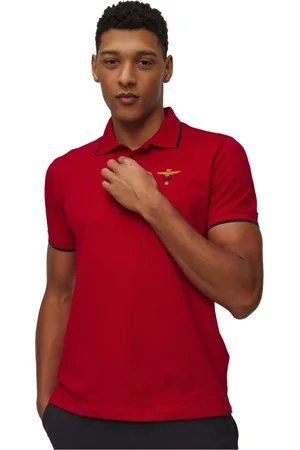 Aeronautica Militare Tops, Heren, Rood, XL, Katoen, Katoenen Polo Shirt