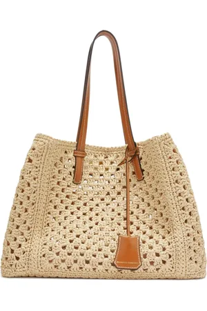 ERMANNO SCERVINO Tassen, Dames, , ONE Size, Leer, Gehaakte Tote Tas met Logo