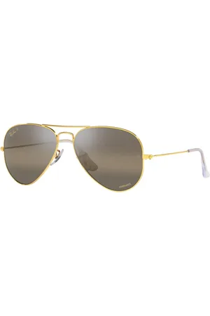 Ray-Ban Accessoires, unisex, Geel, 62 MM, Klassieke Aviator Gepolariseerde Zonnebril