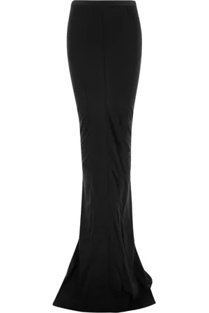 Rick Owens Rokken, Dames, Zwart, S, Katoen, Lange Rok met Achteropening