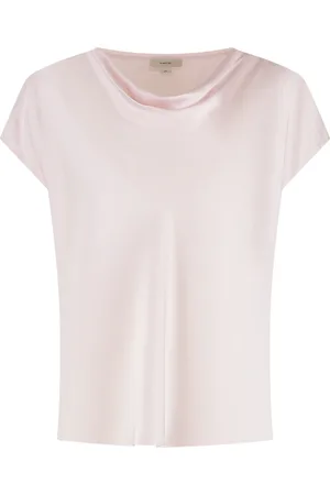 Vince Blouses & Shirts, Dames, Roze, M, Zijden Blouse Korte Mouwen