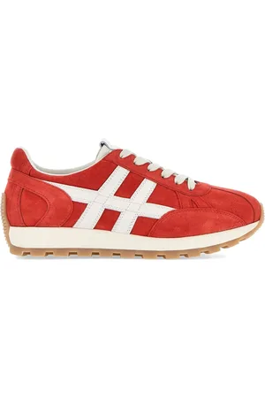 Hogan Schoenen, Heren, Rood, 41 1/2 EU, Suède, Rode Suède Sneakers met H-Detail