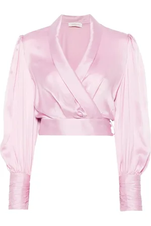 ZIMMERMANN Blouses & Shirts, Dames, Roze, M, Roze Zijden Wrap Top Elegante Stijl