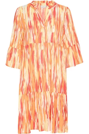 Kaffe Kleedjes, Dames, Veelkleurig, 3Xl, Jurk met Abstracte Print en Volants