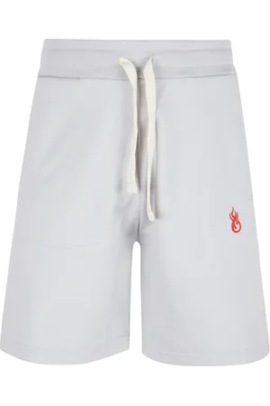 Vision Of Super Korte broeken, Heren, Grijs, L, Shorts met Vlammenborduursel en Logo
