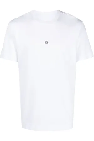 Givenchy Tops, Heren, Wit, S, Wit T-shirt met Zwart Logo