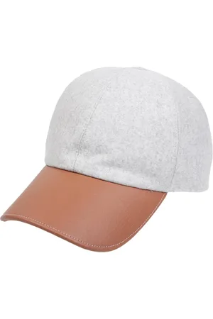 ELEVENTY Accessoires, unisex, Grijs, ONE Size, Wol, Wol en Leren Baseballpet