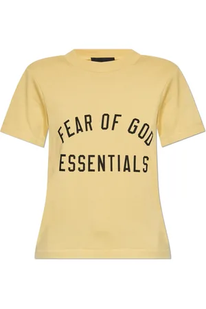 FEAR OF GOD Tops, Dames, Geel, S, Katoen, T-shirt met print