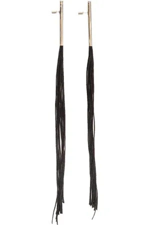 Jil Sander Accessoires, Dames, Zwart, ONE Size, Kwastjes Viscose Koord Oorbellen