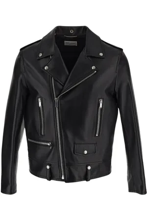 Saint Laurent Jassen, Heren, Zwart, L, Heren Leren Jas, Stijlvolle Kleding