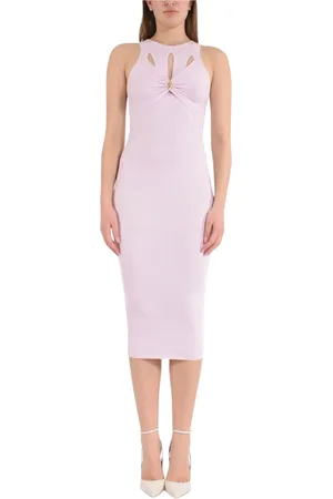 Elisabetta Franchi Kleedjes, Dames, Roze, L, Polyester, Geribbelde midi jurk met cut out