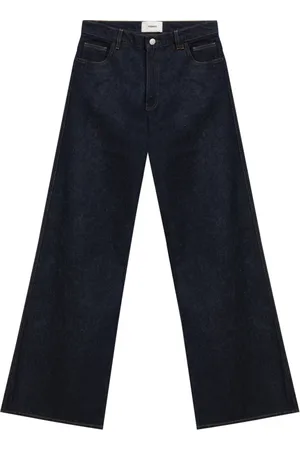 COPERNI Jeans, Dames, Blauw, L, Katoen, Hoge Taille Wijde Pijp Jeans