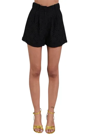 ACTUALEE Korte broeken, Dames, Zwart, M, Katoen, Kant Katoenmix Shorts