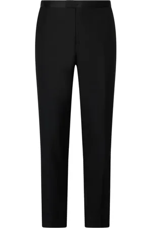 Boglioli Broeken, Heren, Zwart, XL, Wol, Smokingbroek van zuivere wol met satijn