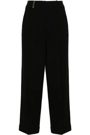 PESERICO SIGN Broeken, Dames, Zwart, M, Wol, Cropped broek
