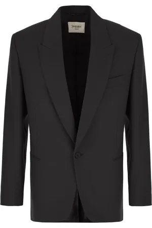 Saint Laurent Jassen, Heren, Zwart, L, Wol, Stijlvolle Jassen en Vesten Collectie