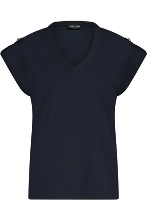 Lady Day Tops, Dames, Blauw, M, Blauwe Reistop met Knoopdetail