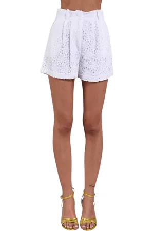 ACTUALEE Korte broeken, Dames, Wit, S, Katoen, Kanten Katoenen Shorts met Zakken