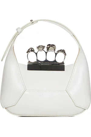 Alexander McQueen Tassen, Dames, Wit, ONE Size, Leer, Witte Schoudertas met Swarovski-kristallen