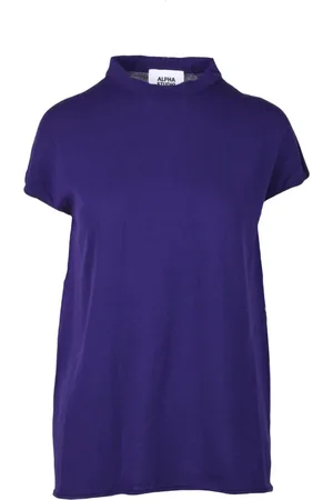 ALPHA STUDIO Truien, Dames, Paars, M, Katoen, Katoenen Gebreid T-Shirt