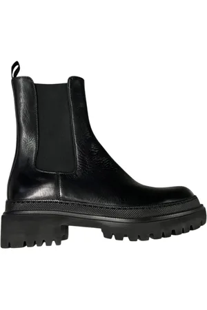 Brecos Schoenen, Dames, Zwart, 37 EU, Zwarte leren laarzen tot halverwege de kuit voor vrouwen