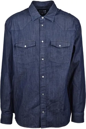 Dondup Overhemden, Heren, Blauw, L, Katoen, Katoen Elastaan Overhemd