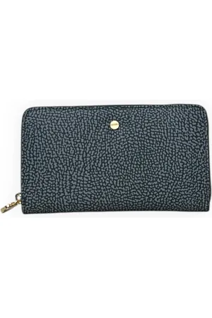 Borbonese Accessoires, Dames, Grijs, ONE Size, Grote rits rond portemonnee