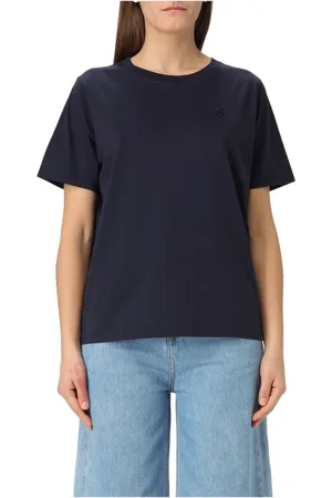 HUGO BOSS Tops, Dames, Blauw, L, Katoen, Katoenen ronde hals t-shirt