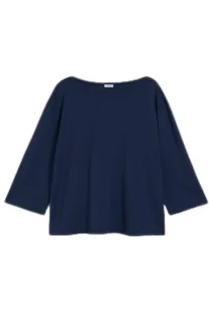 Aspesi Tops, Dames, Blauw, XS, Katoen, Katoenen Boothals T-shirt