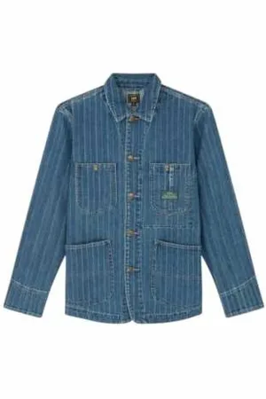 Paul Smith Jassen, Heren, Blauw, L, Denim, Gestreepte Denim Worker Jack