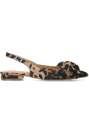 Manfield Schoenen, Dames, Veelkleurig, 36 EU, Leer, Slingbacks met Luipaardprint en Strik