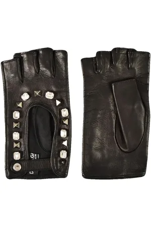 Dolce & Gabbana Accessoires, Dames, Zwart, S, Leer, Leren Handschoenen