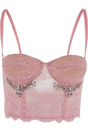 Des Phemmes Tops, Dames, Roze, L, Kant Korset Stijl Top