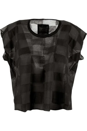 UMA WANG Tops, Dames, Zwart, S, Katoen, Oversized Mouwloze Top voor Vrouwen