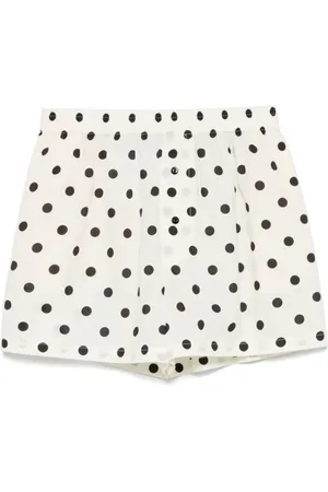 Moschino Korte broeken, Dames, Wit, S, Katoen, Witte polka dot elastische shorts