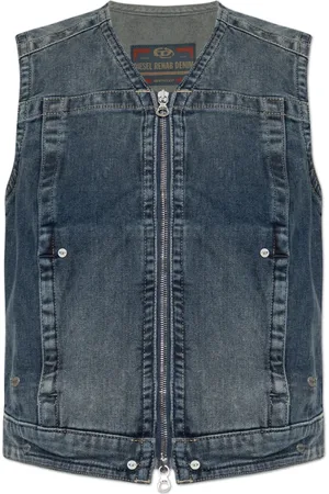 Diesel Jassen, Dames, Blauw, S, Denim, Denim vest De-Proof-Re