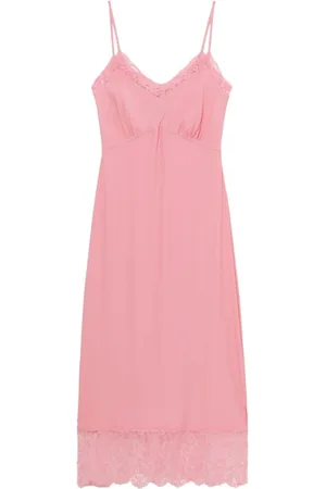 Simone Rocha Kleedjes, Dames, Roze, S, Jurk met diepe kanten rand