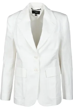 Max Mara Jassen, Dames, Wit, XS, Katoen, Katoenen Linnen Jas