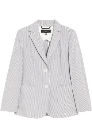Max Mara Jassen, Dames, Blauw, S, Katoen, Seersucker Katoenen Blazer Jas