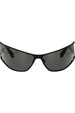 OFF-WHITE Accessoires, unisex, Zwart, ONE Size, Luna Zonnebril Metaal Acetaat Unieke Stijl