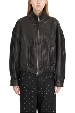 Dondup Jassen, Dames, Zwart, M, Leren Bomberjack