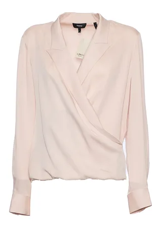 THEORY Blouses & Shirts, Dames, Roze, M, Blush V-Neck Wrap Blouse