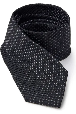 Jil Sander Accessoires, Heren, Zwart, ONE Size, Zwarte Zijden Jacquard Stropdas