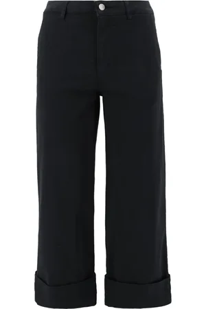 D.EXTERIOR Jeans, Dames, Zwart, M, Katoen, Zwarte Katoenen Stretch Omslagbroek