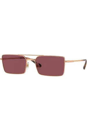 vogue Accessoires, unisex, Geel, 57 MM, Paarse Gepolariseerde Zonnebril met Gouden Montuur