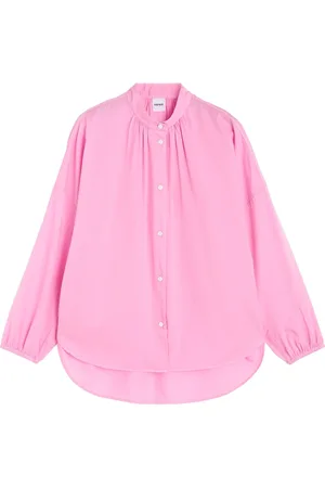 Aspesi Blouses & Shirts, Dames, Roze, S, Katoen, Katoenen Mao Kraag Shirt