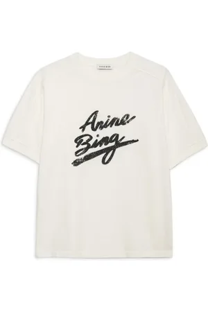 ANINE BING Tops, Dames, , M, Handtekening Ivory Tee A-08-10524